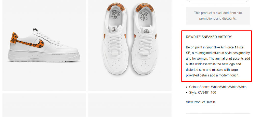 nike story telling product description